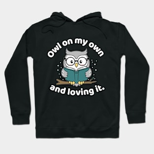 Owl On My Own | Book Lover Solo Time Enjoyment Hoodie